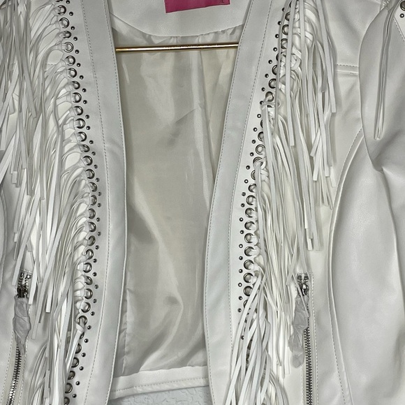 Azalea Wang jacket fringe Western sz XL white Elegant NWOT - Picture 3 of 10